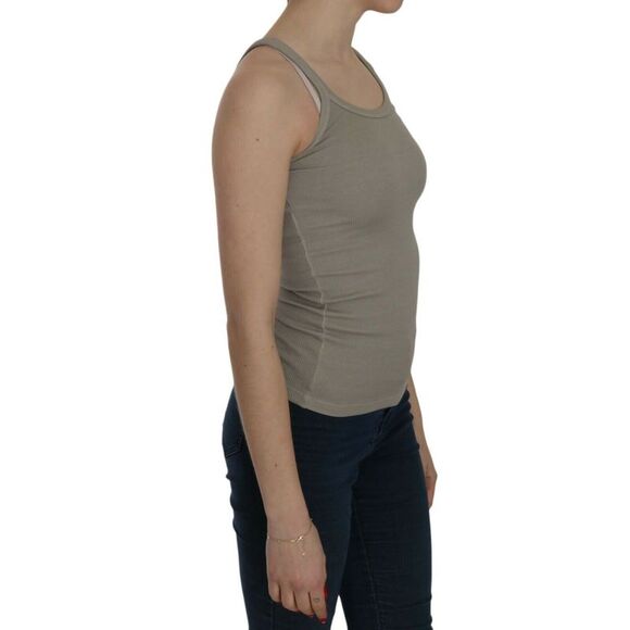 PINK MEMORIES Ribbed Tank Top TSH3917 Women Beige Tops & T-Shirts - Picture 2 of 5